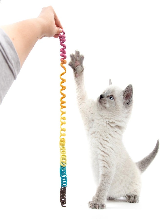Glaciart One XL Felt Spring Cat Toy – Soft Fuzzy Enrichment 100% Natural Wool - Interactive Stretchable Play Cat Toy Set - Safe for Pets, Non-AZO Colored Dyes - 40” Long - Image 3